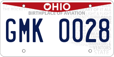 OH license plate GMK0028