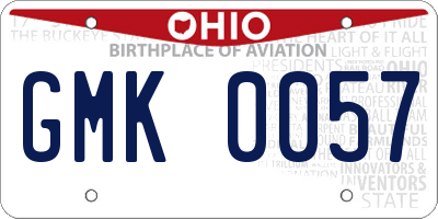 OH license plate GMK0057