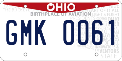 OH license plate GMK0061