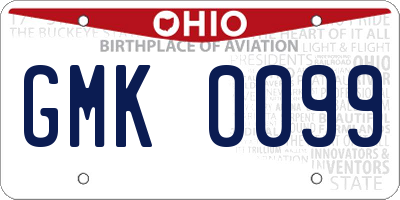 OH license plate GMK0099