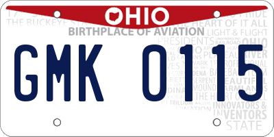 OH license plate GMK0115