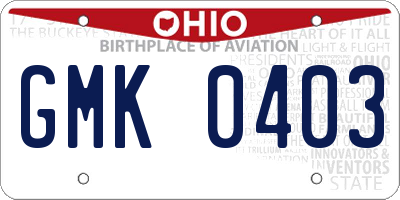 OH license plate GMK0403