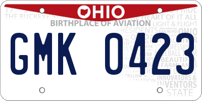 OH license plate GMK0423