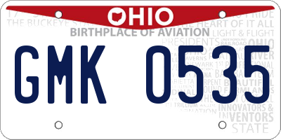 OH license plate GMK0535