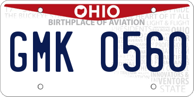 OH license plate GMK0560