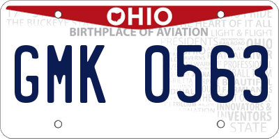 OH license plate GMK0563