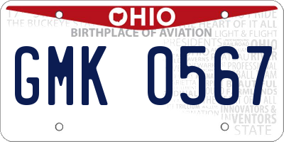 OH license plate GMK0567