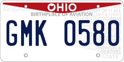 OH license plate GMK0580