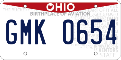 OH license plate GMK0654