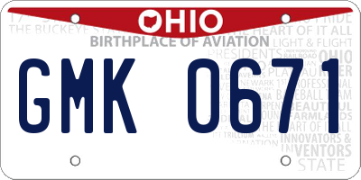OH license plate GMK0671