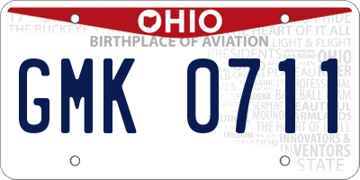 OH license plate GMK0711