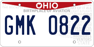 OH license plate GMK0822