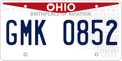 OH license plate GMK0852