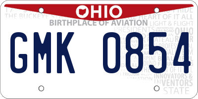 OH license plate GMK0854