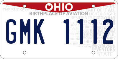 OH license plate GMK1112