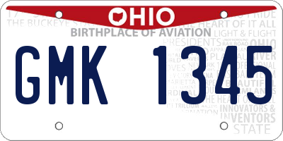 OH license plate GMK1345
