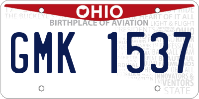 OH license plate GMK1537