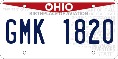 OH license plate GMK1820
