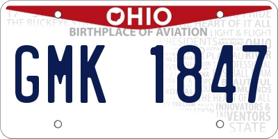 OH license plate GMK1847