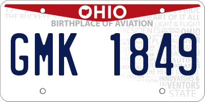 OH license plate GMK1849