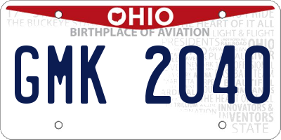 OH license plate GMK2040