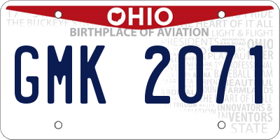 OH license plate GMK2071