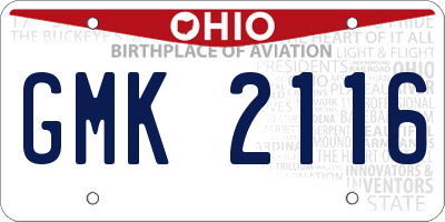 OH license plate GMK2116