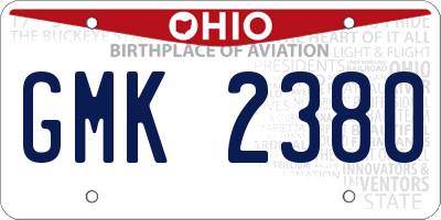 OH license plate GMK2380