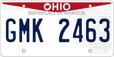 OH license plate GMK2463