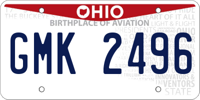 OH license plate GMK2496