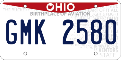 OH license plate GMK2580