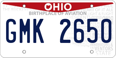 OH license plate GMK2650