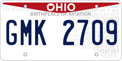 OH license plate GMK2709