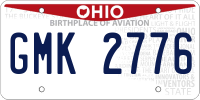 OH license plate GMK2776