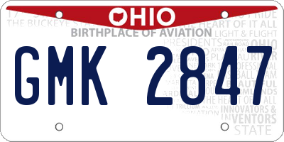 OH license plate GMK2847