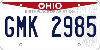 OH license plate GMK2985