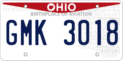 OH license plate GMK3018