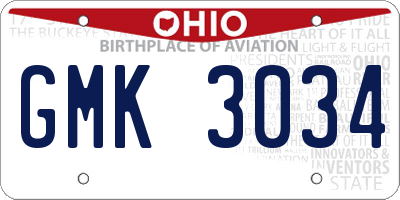 OH license plate GMK3034