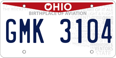 OH license plate GMK3104