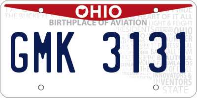 OH license plate GMK3131