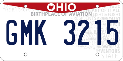 OH license plate GMK3215