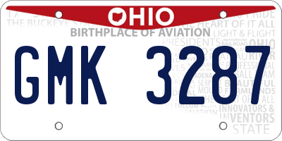 OH license plate GMK3287
