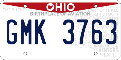 OH license plate GMK3763