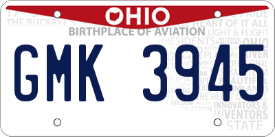 OH license plate GMK3945