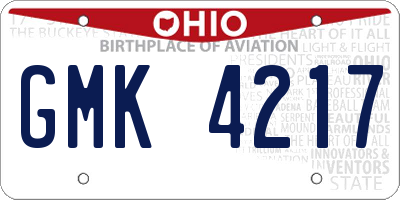 OH license plate GMK4217