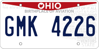 OH license plate GMK4226