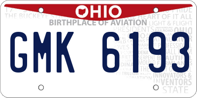 OH license plate GMK6193