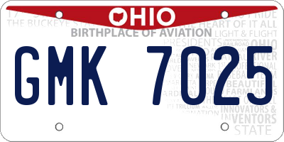 OH license plate GMK7025