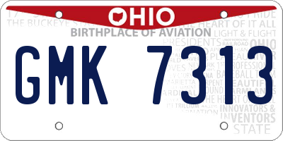 OH license plate GMK7313