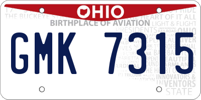 OH license plate GMK7315